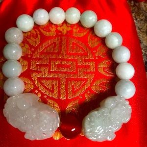 Authentic Jade Bracelet with Double Pixiu